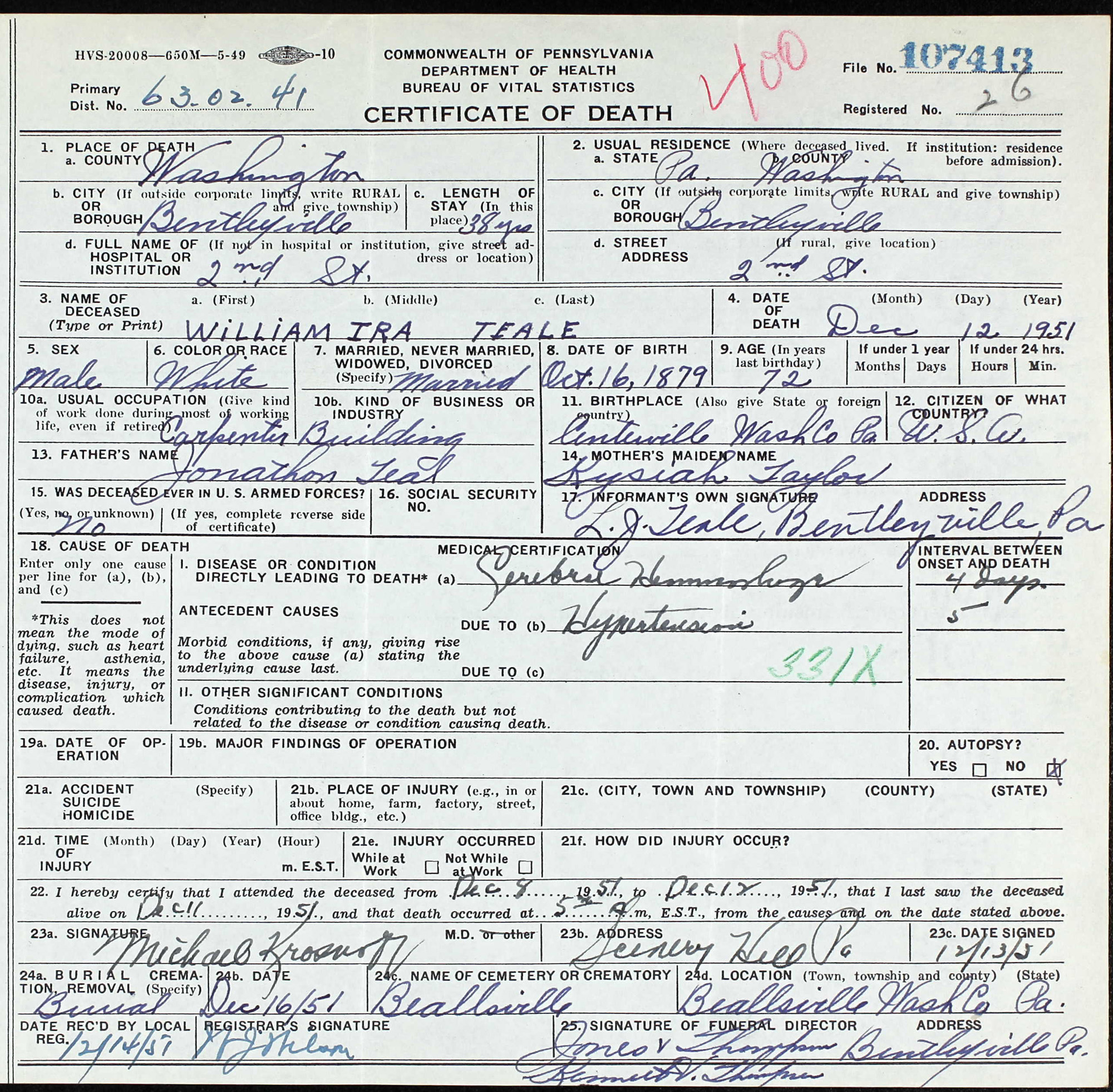 death certificate